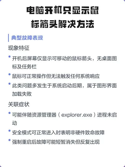 电脑开机只出现鼠标箭头怎么办